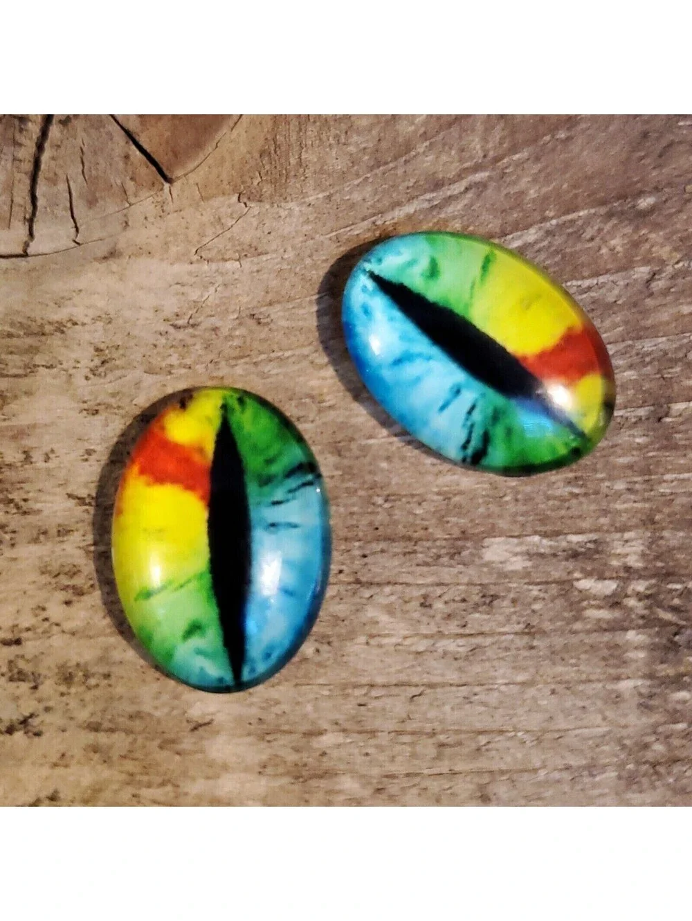 Dragon Eyes Black Blue Green Red GoT Fan Glass Cabochons 18x13mm Oval 2 pcs